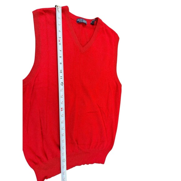 Grant Thomas 100% Cashmere Sweater Vest Red V-Neck Two Ply M Holiday Winter - Picture 7 of 11